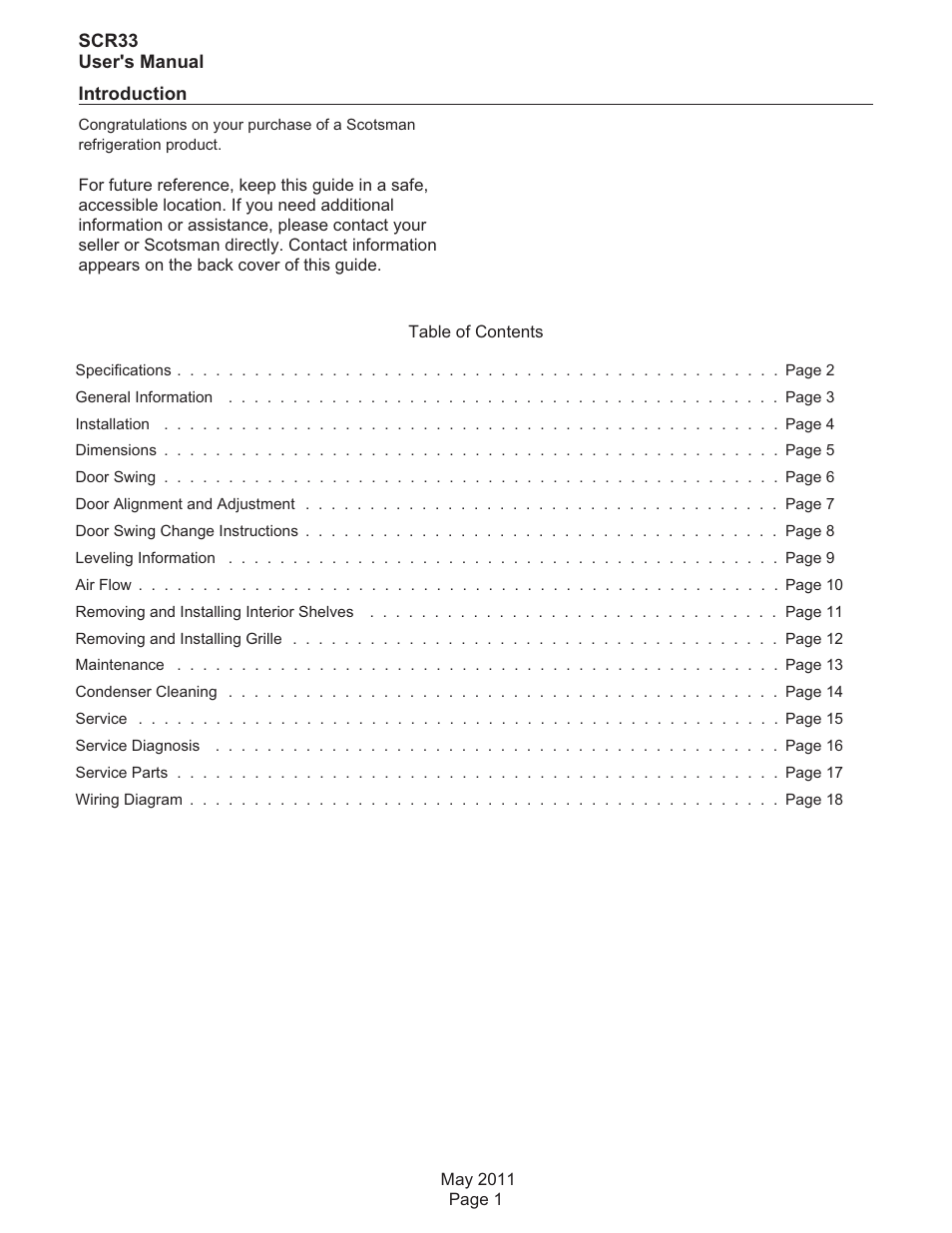 Scotsman SCR33 User Manual | Page 2 / 20