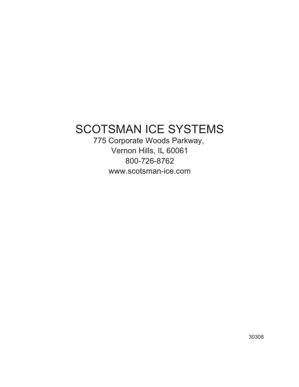 Scotsman ice systems | Scotsman SCR33 User Manual | Page 20 / 20
