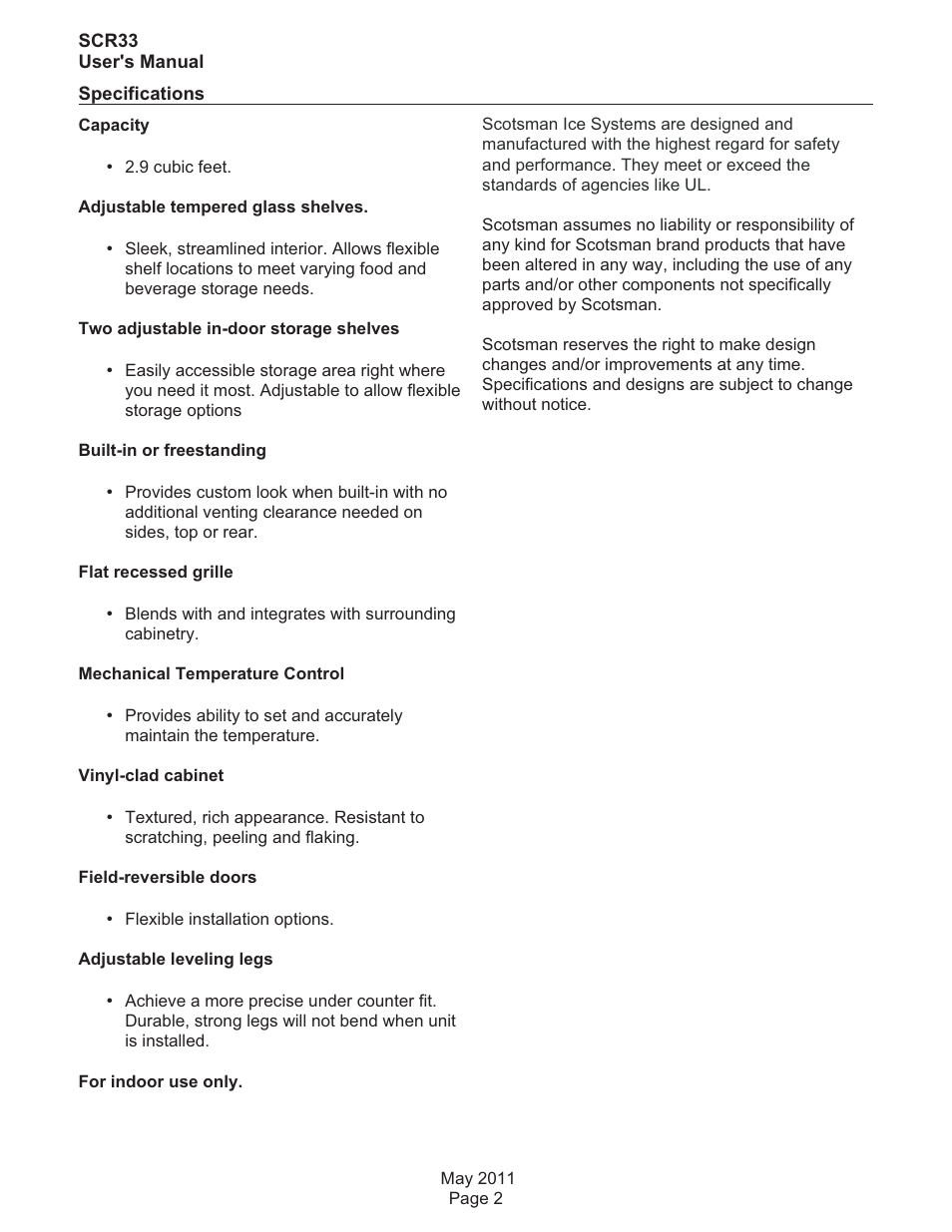 Scotsman SCR33 User Manual | Page 3 / 20