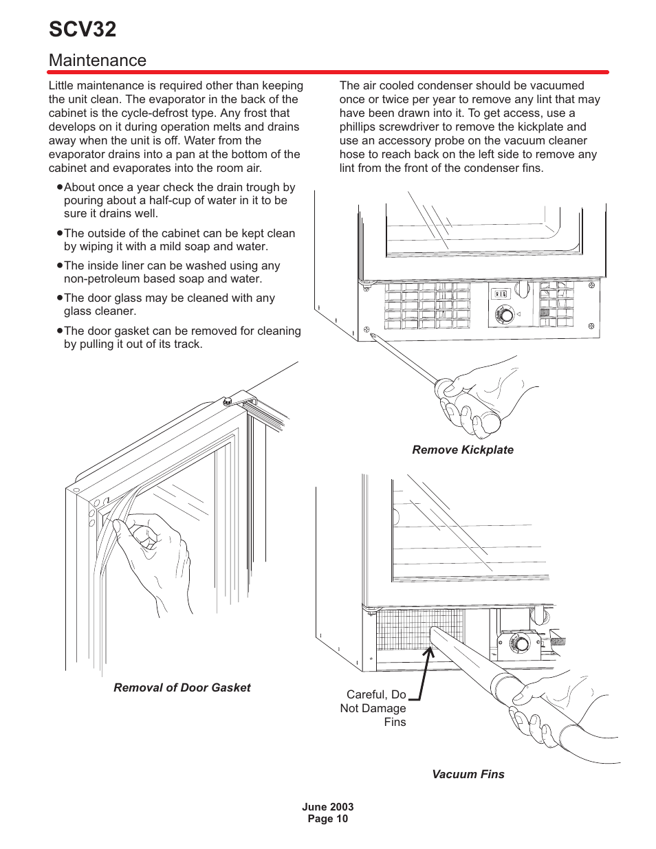 Maintenance 10, Scv32, Maintenance | Scotsman SCV32 User Manual | Page 11 / 16