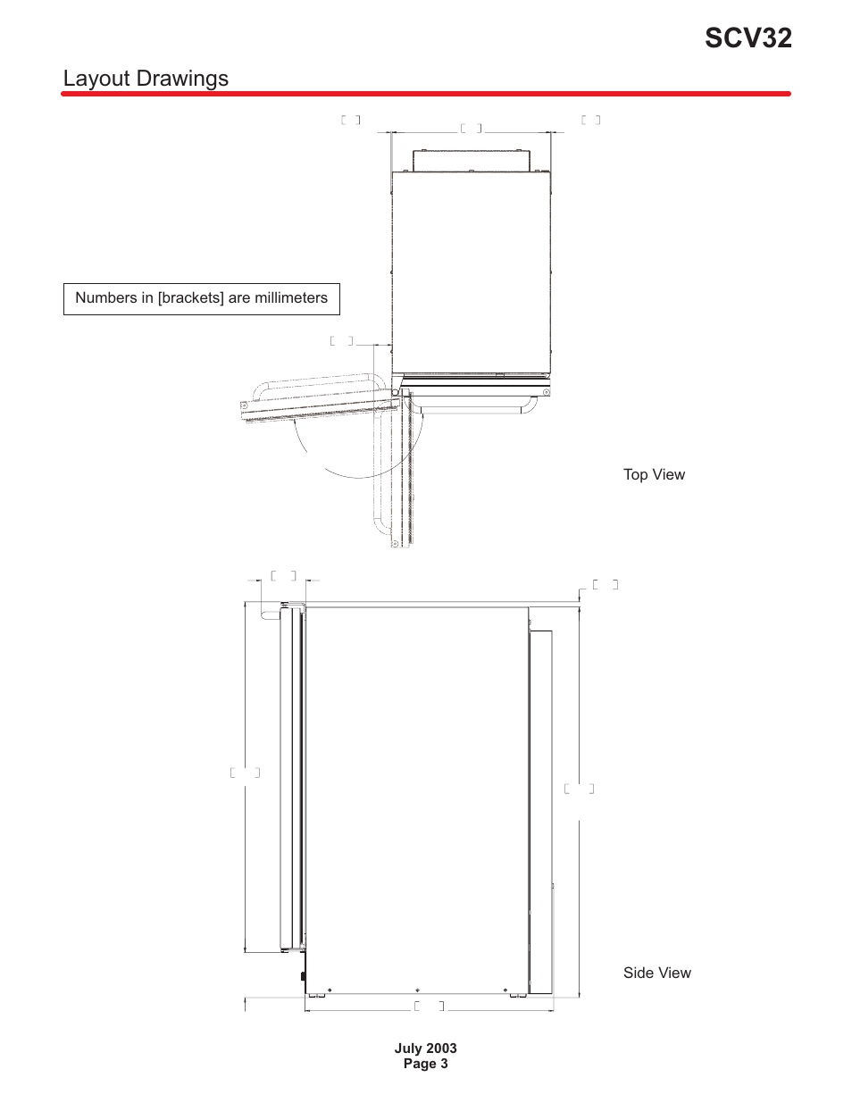 Layout drawings 3, Scv32, Layout drawings | Scotsman SCV32 User Manual | Page 4 / 16