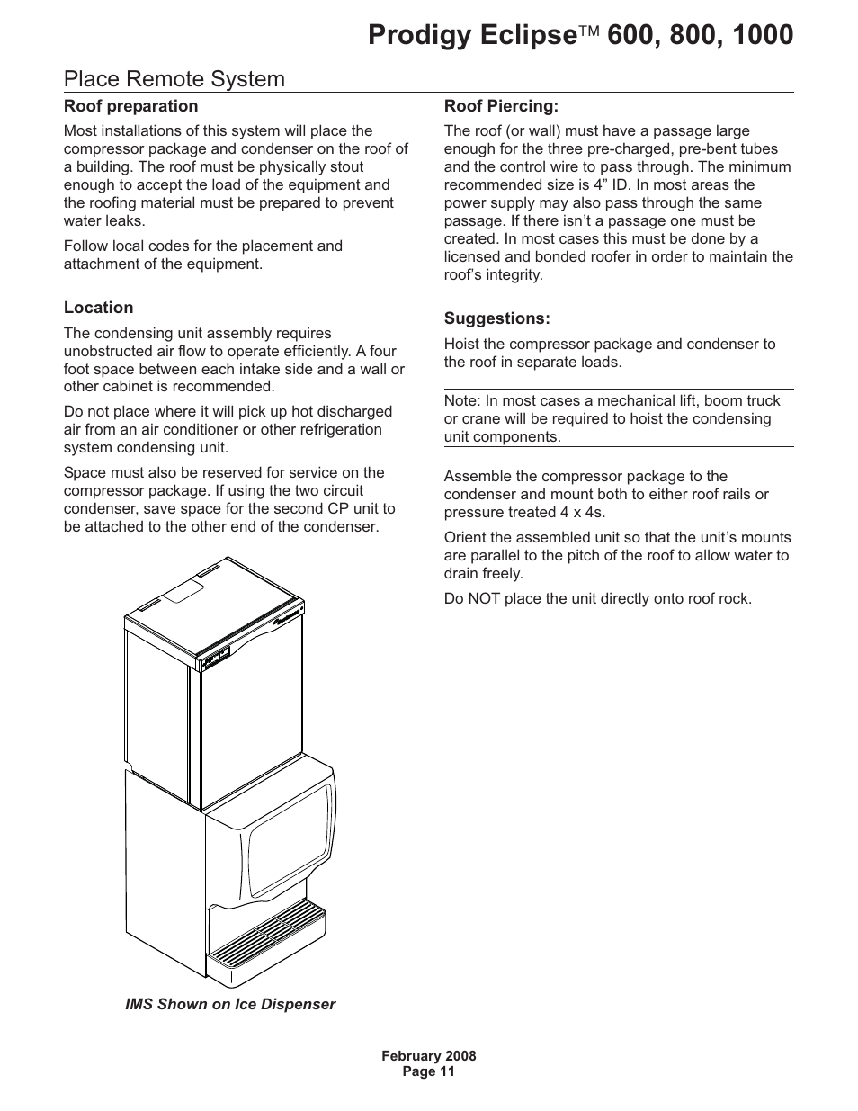 Place remote system | Scotsman 600 Prodigy Eclipse User Manual | Page 11 / 50