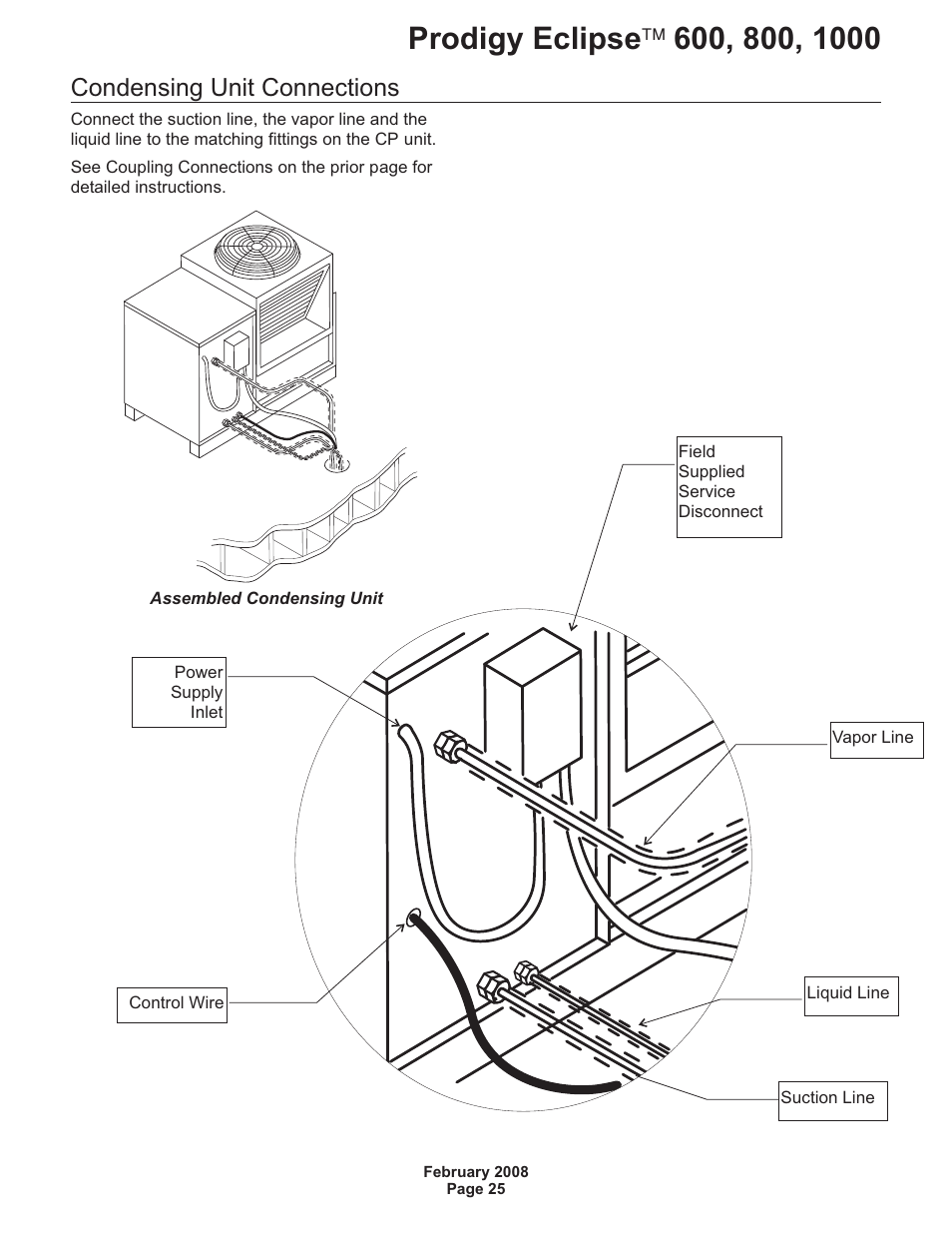 Condensing unit connections | Scotsman 600 Prodigy Eclipse User Manual | Page 25 / 50