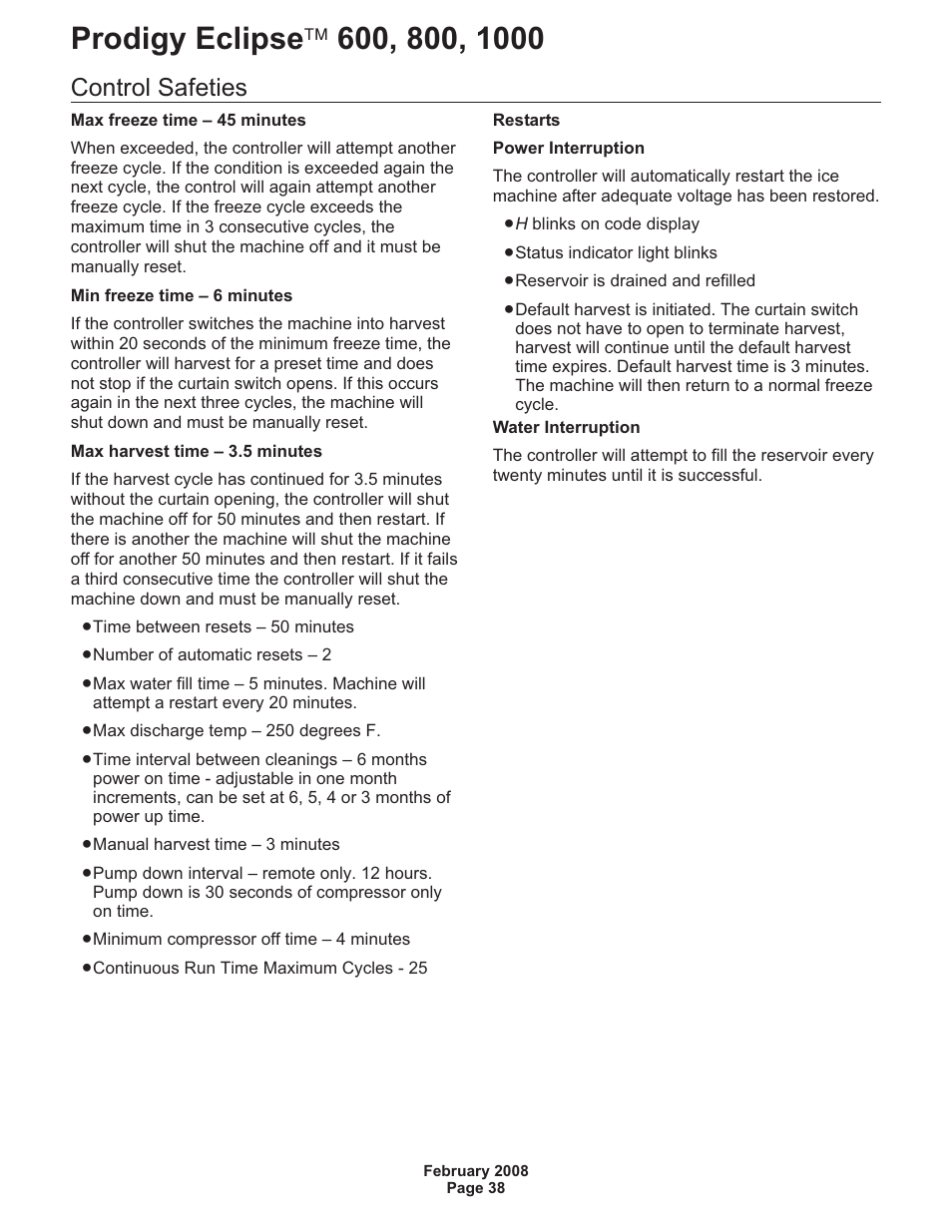 Control safeties | Scotsman 600 Prodigy Eclipse User Manual | Page 38 / 50