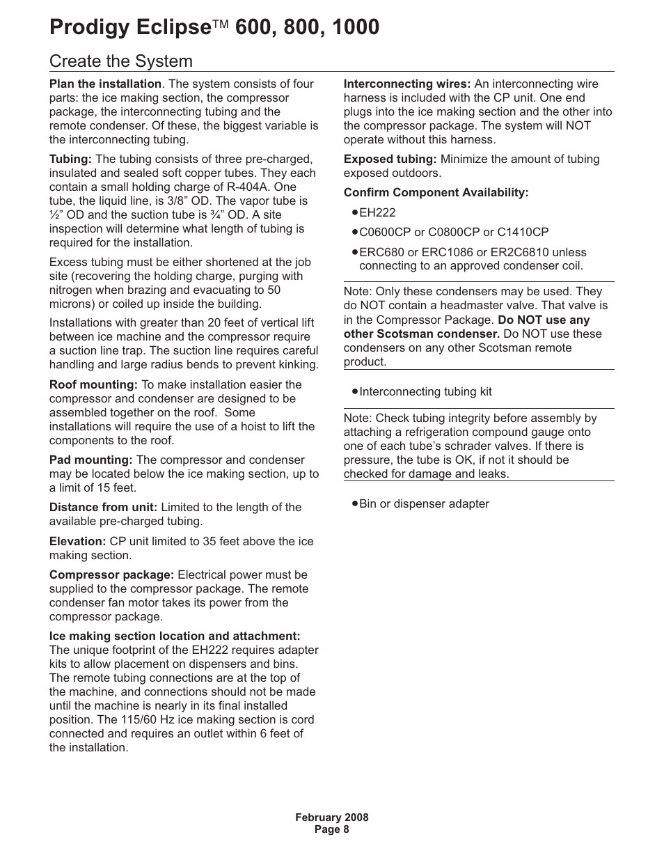 Create the system | Scotsman 600 Prodigy Eclipse User Manual | Page 8 / 50