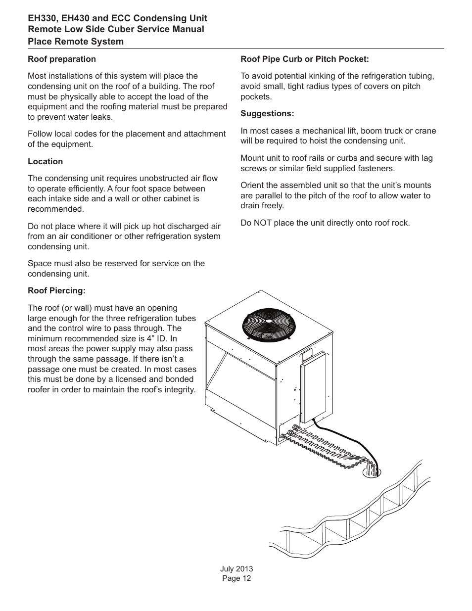 Place remote system | Scotsman EH330 C with ECC Condensing Unit ECC1200 User Manual | Page 13 / 57