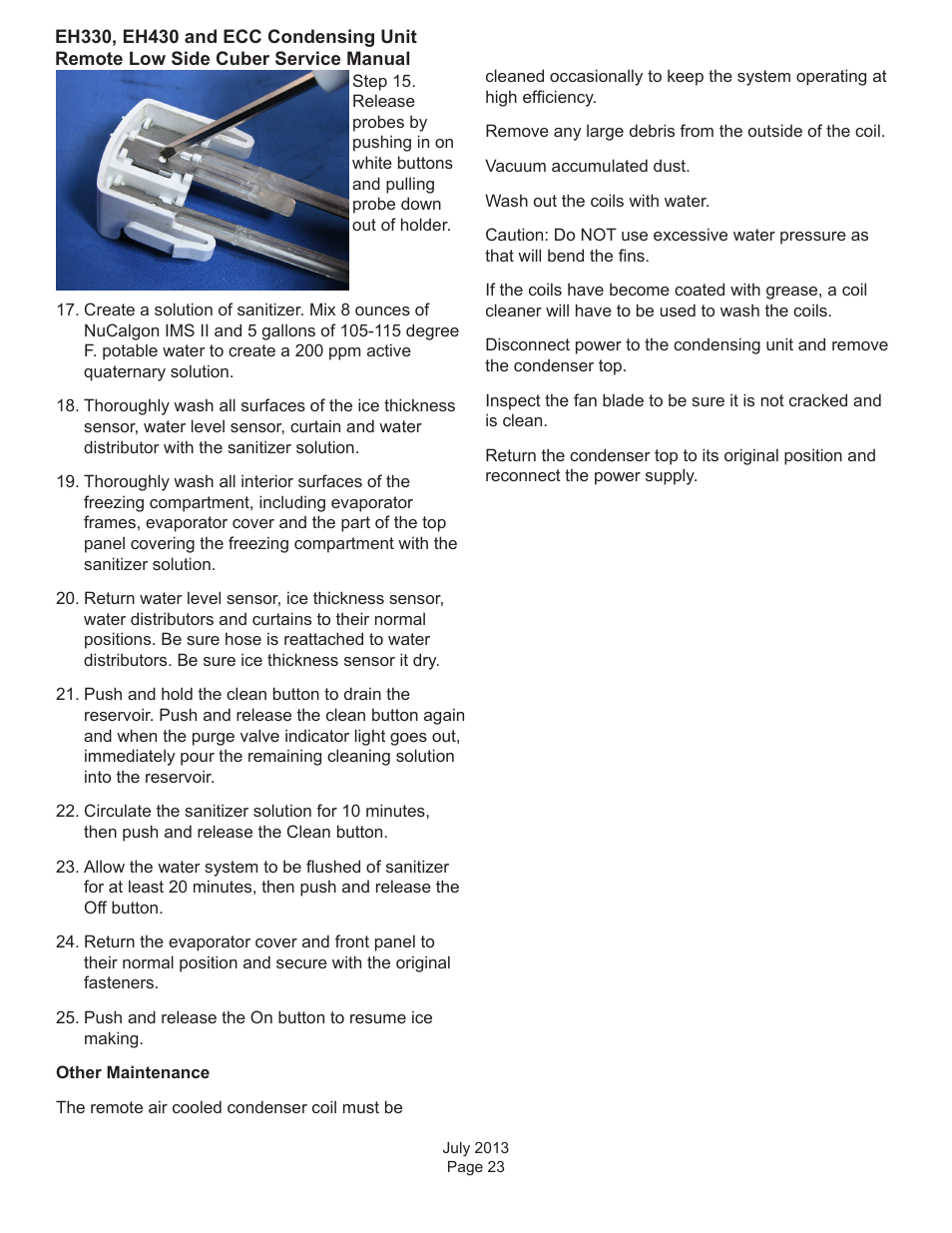 Scotsman EH330 C with ECC Condensing Unit ECC1200 User Manual | Page 24 / 57
