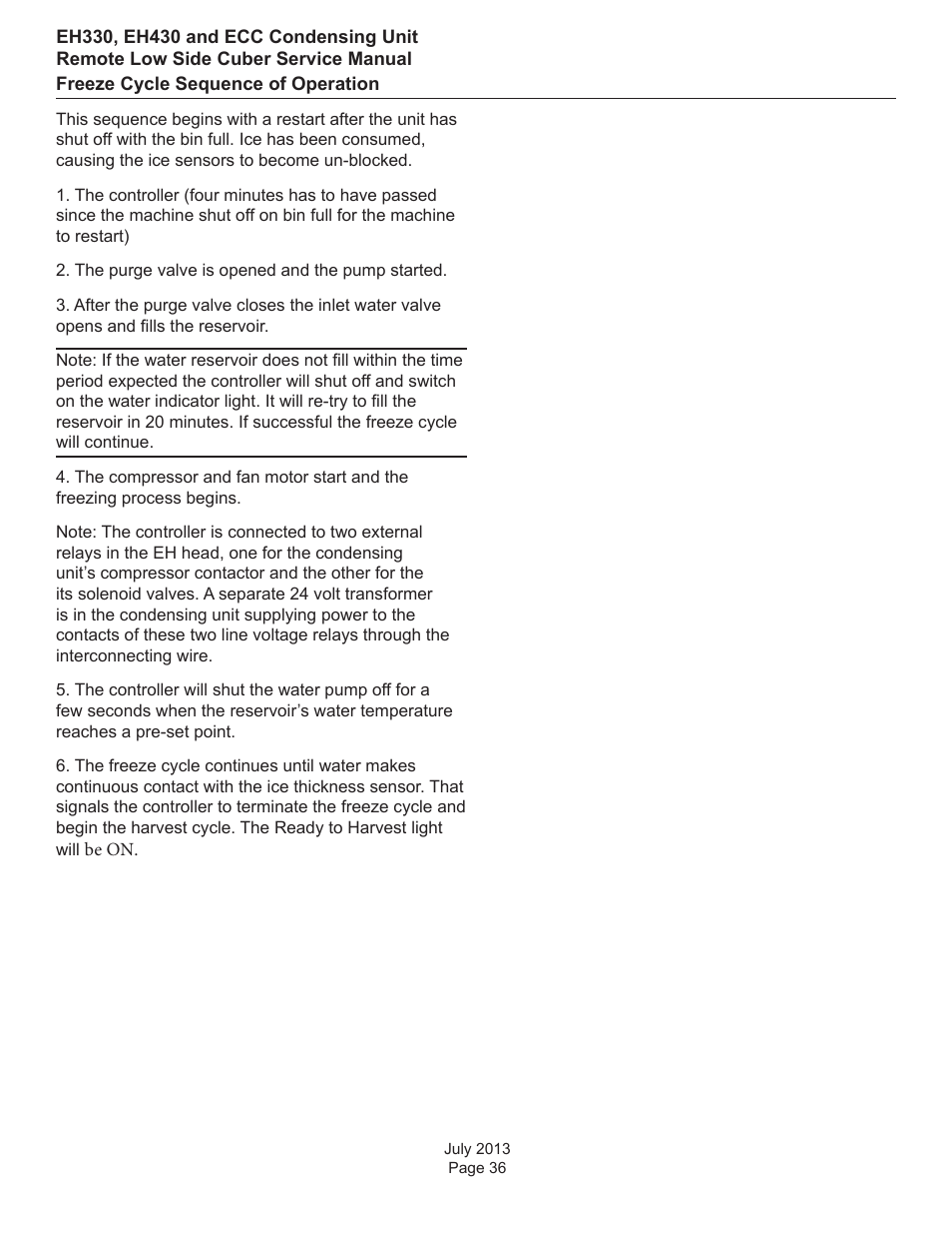 Freeze cycle sequence of operation | Scotsman EH330 C with ECC Condensing Unit ECC1200 User Manual | Page 37 / 57