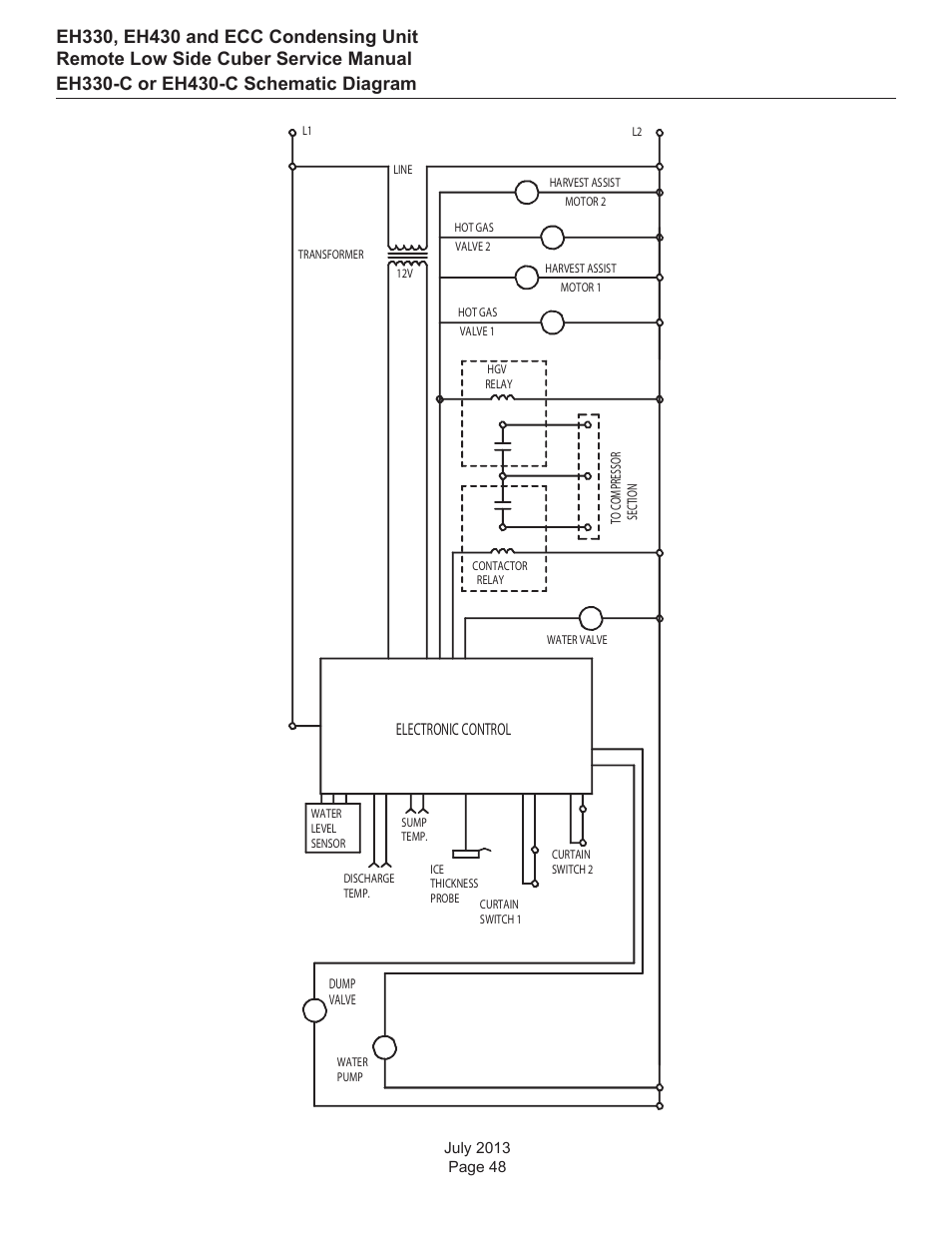 Eh330-c or eh430-c schematic diagram, Electronic control | Scotsman EH330 C with ECC Condensing Unit ECC1200 User Manual | Page 49 / 57