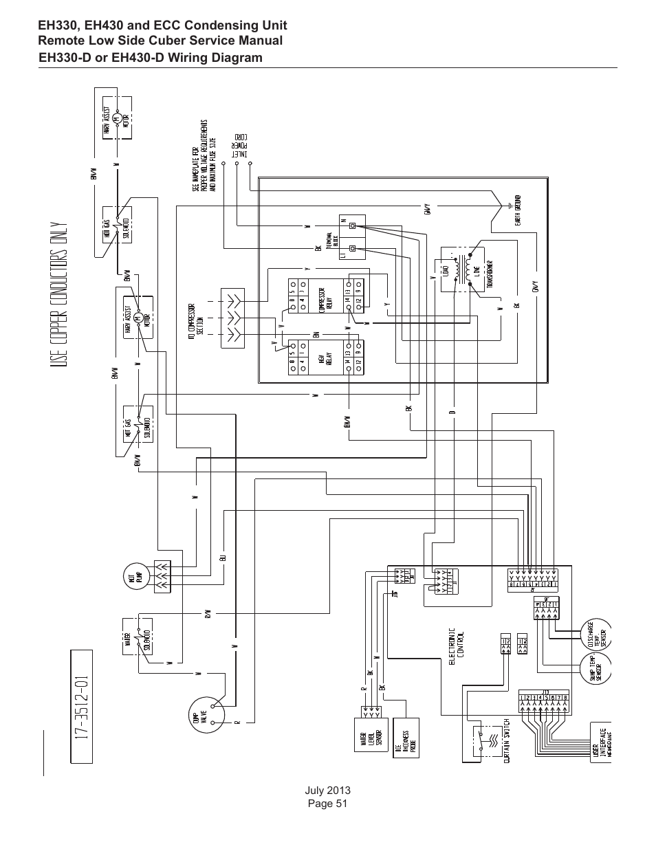 Eh330-d or eh430-d wiring diagram | Scotsman EH330 C with ECC Condensing Unit ECC1200 User Manual | Page 52 / 57