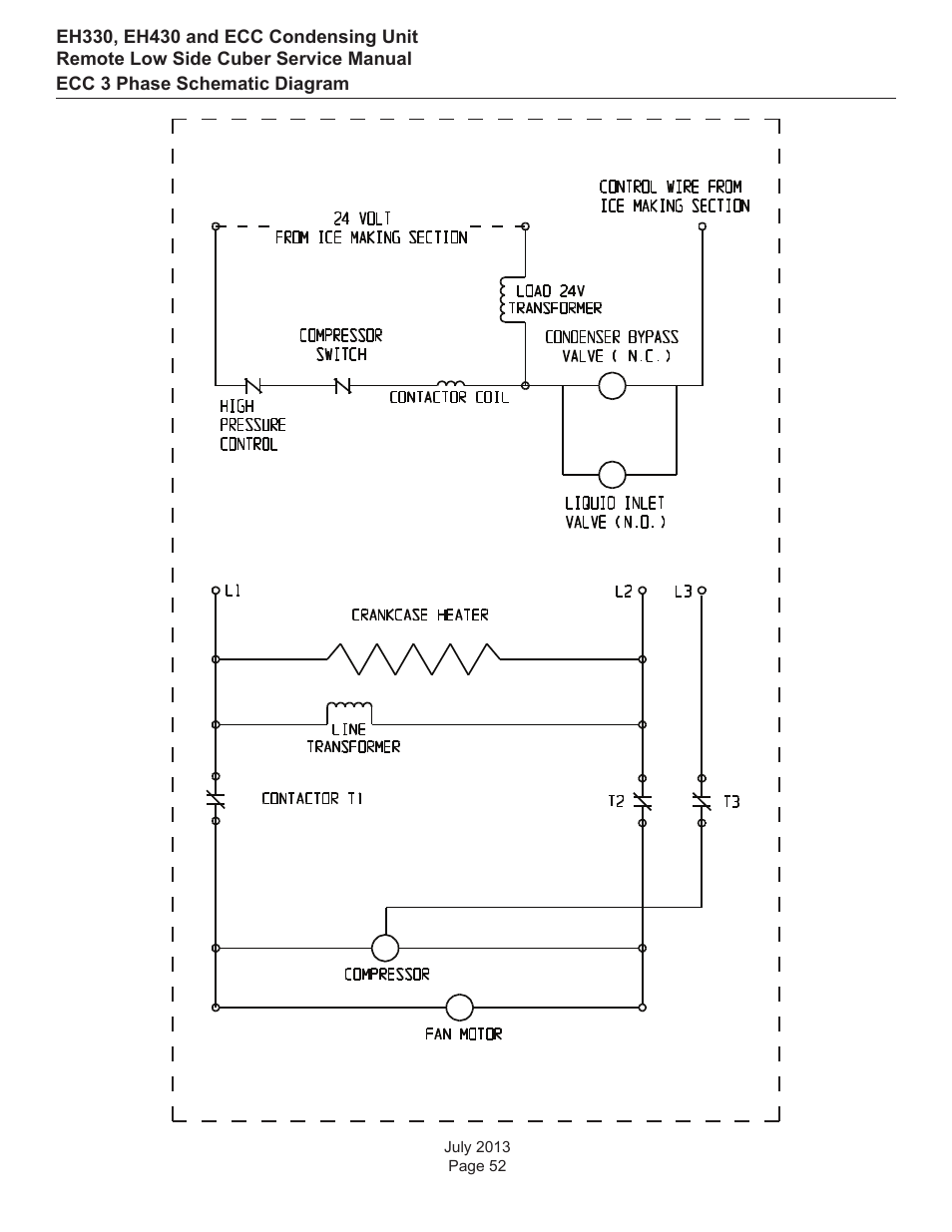 Ecc 3 phase schematic diagram | Scotsman EH330 C with ECC Condensing Unit ECC1200 User Manual | Page 53 / 57