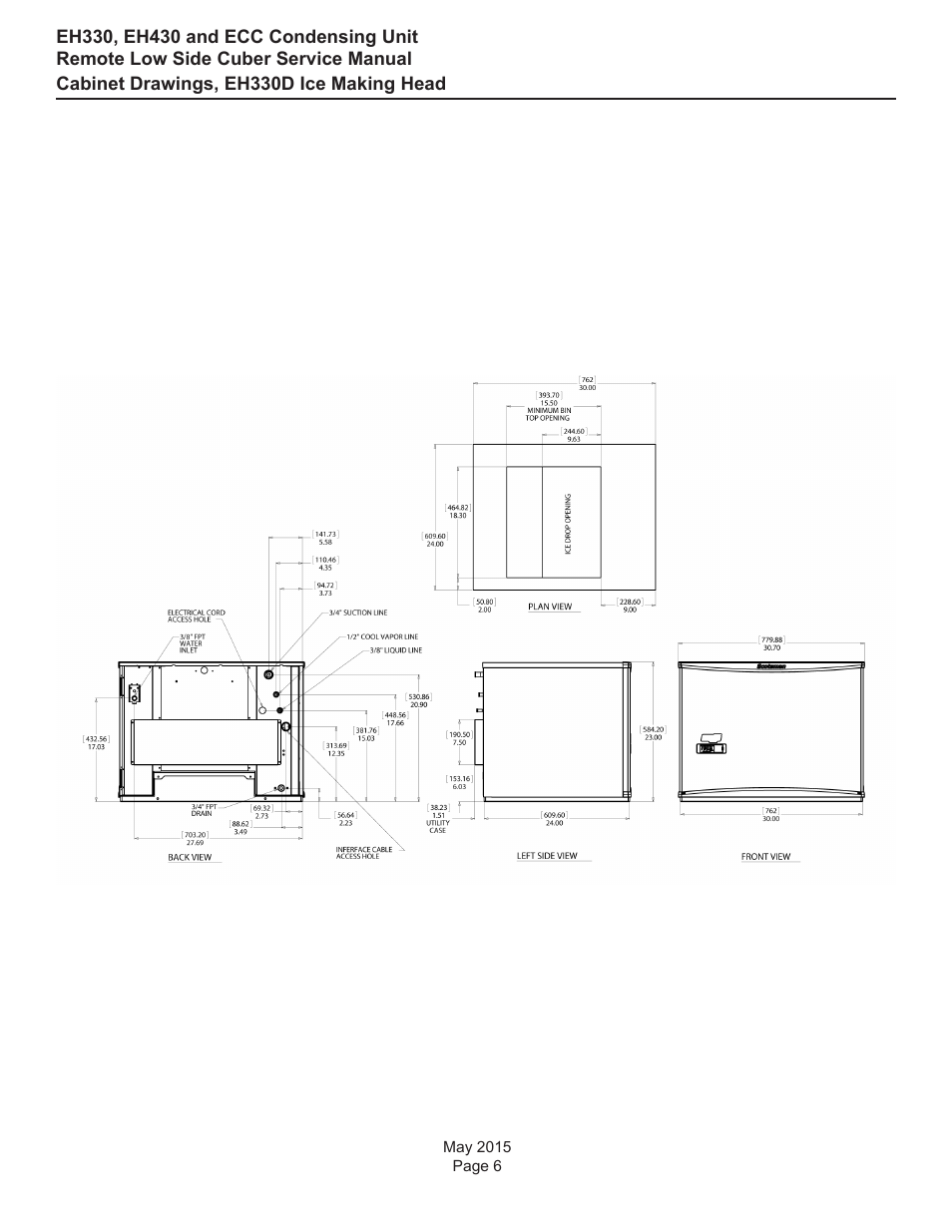 Cabinet drawings, eh330d ice making head | Scotsman EH330 C with ECC Condensing Unit ECC1200 User Manual | Page 7 / 57