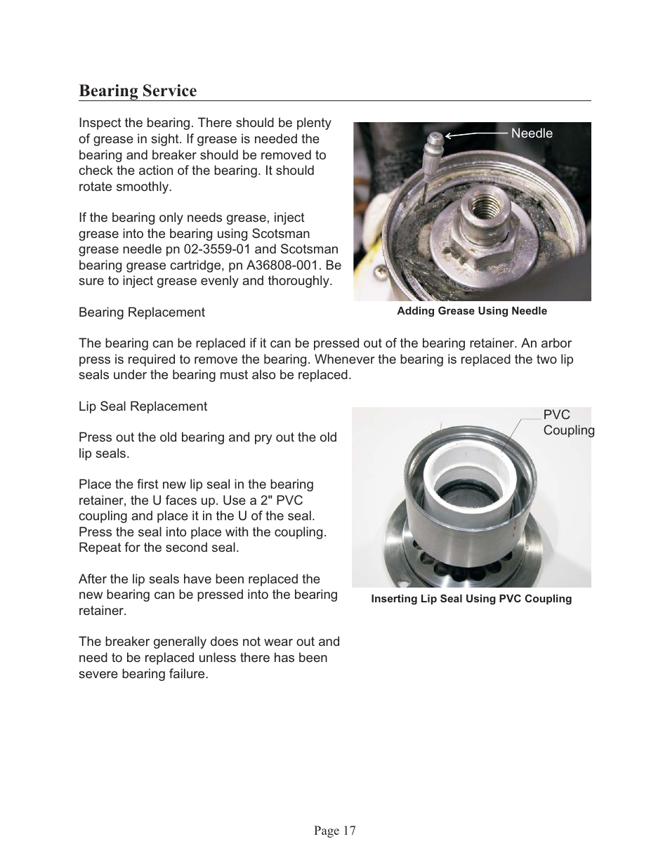 Bearing service | Scotsman Flaked Ice Machines User Manual | Page 18 / 22