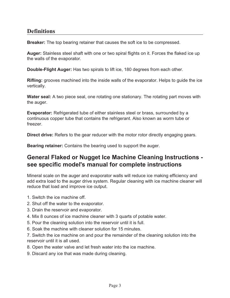 Definitions | Scotsman Flaked Ice Machines User Manual | Page 4 / 22
