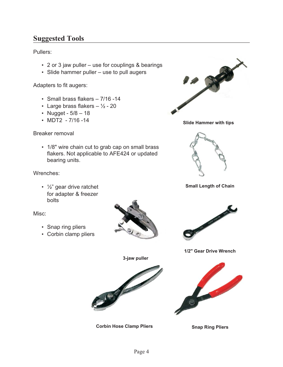 Suggested tools | Scotsman Flaked Ice Machines User Manual | Page 5 / 22