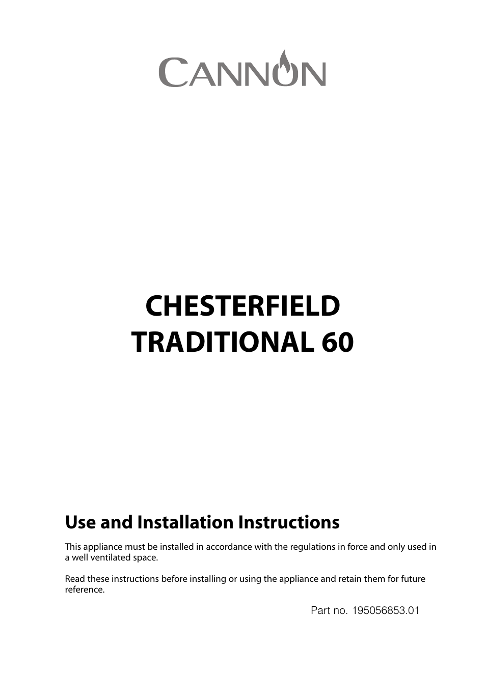 Cannon Chesterfield Traditional 60 C60GC User Manual | 36 pages