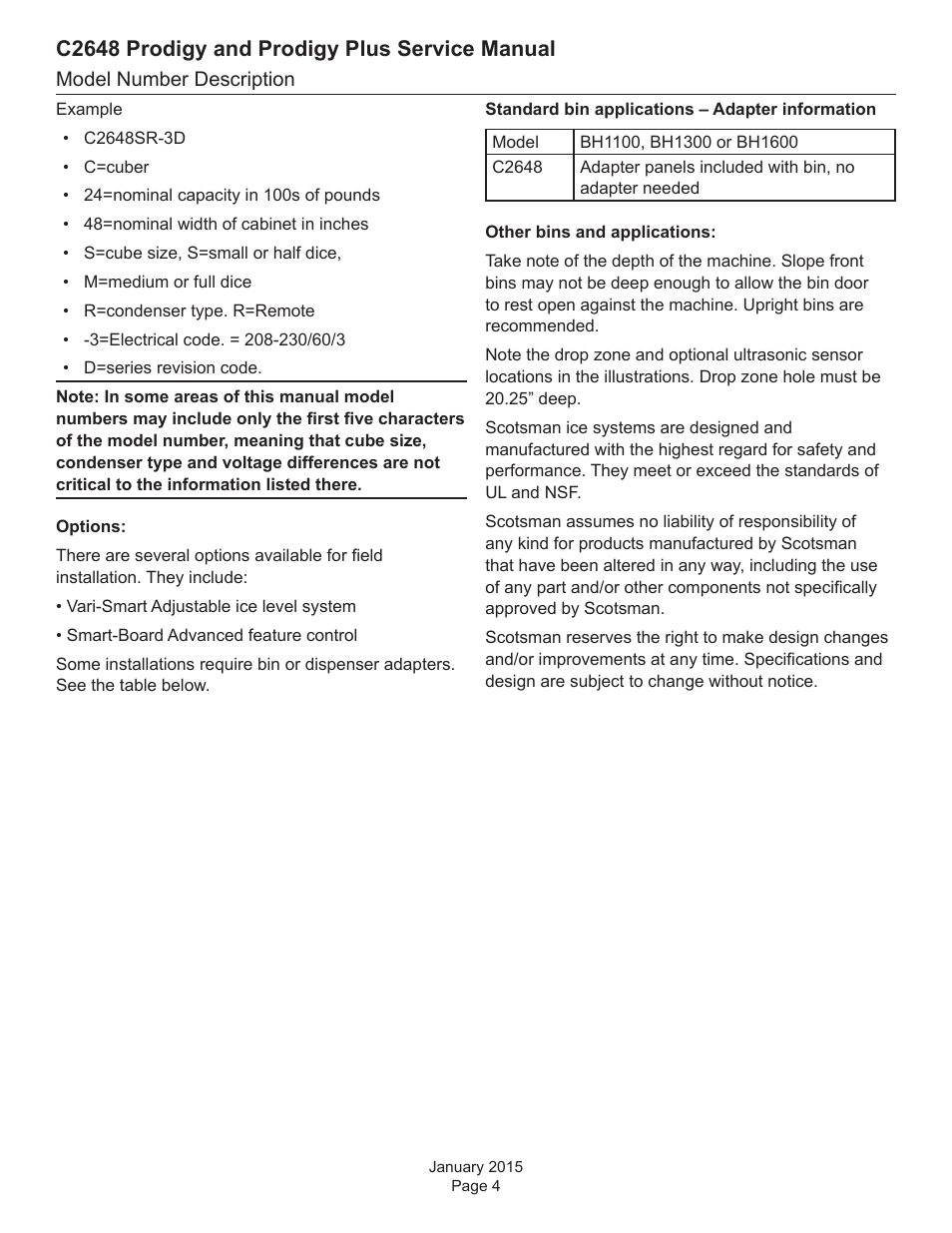 C2648 prodigy and prodigy plus service manual | Scotsman C2648 User Manual | Page 4 / 67