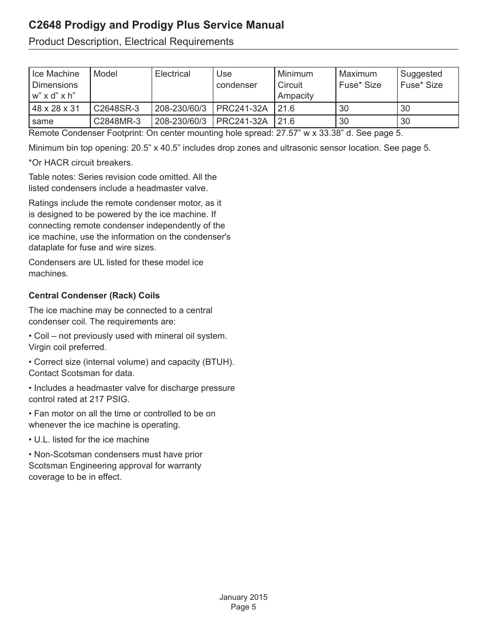 C2648 prodigy and prodigy plus service manual | Scotsman C2648 User Manual | Page 5 / 67