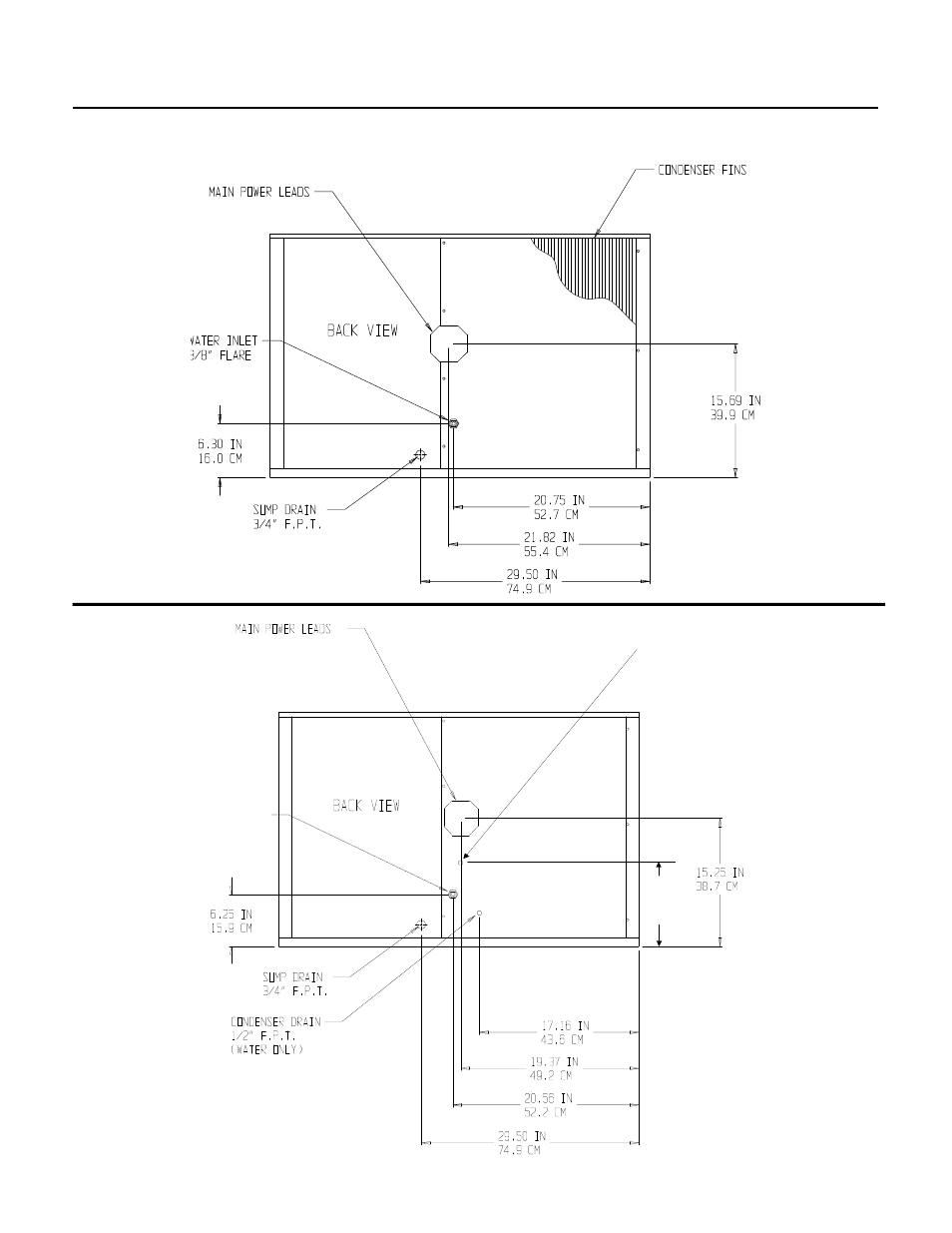 Utility connection locations: back views | Scotsman CME1202 User Manual | Page 4 / 39