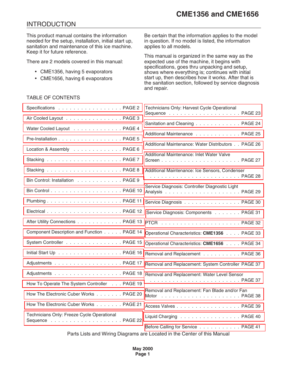 Scotsman CME1356 User Manual | 43 pages