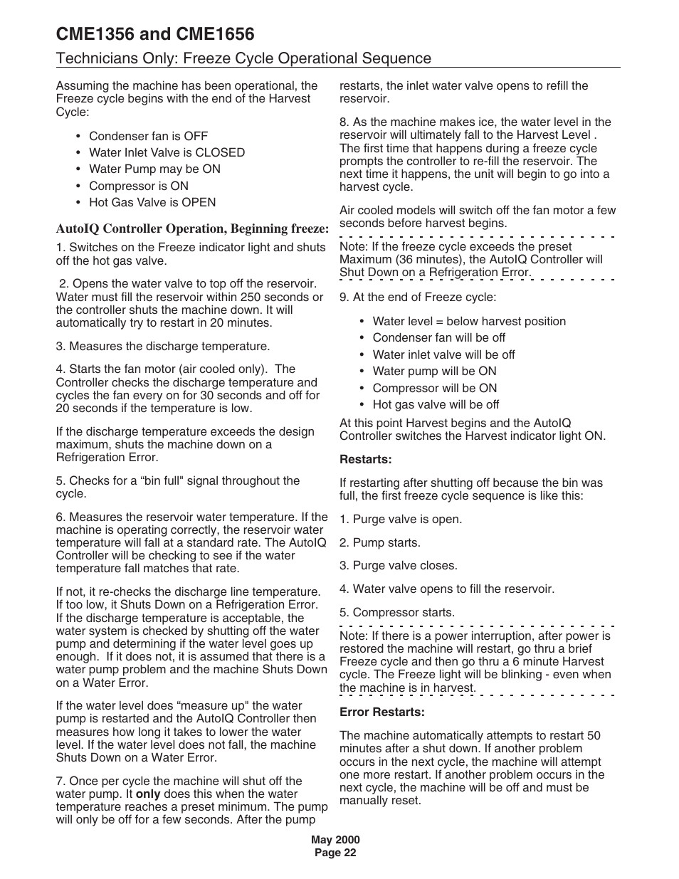Scotsman CME1356 User Manual | Page 22 / 43