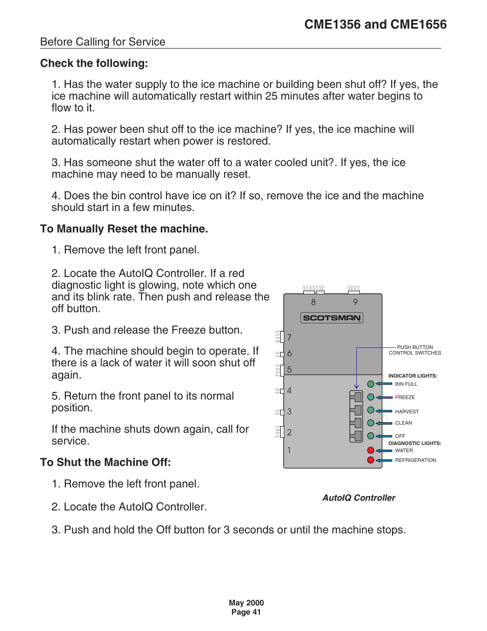 Scotsman CME1356 User Manual | Page 41 / 43