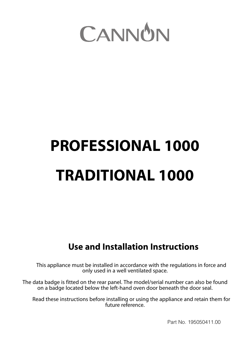 Cannon Professional 1000/Traditional 1000 10856G User Manual | 32 pages