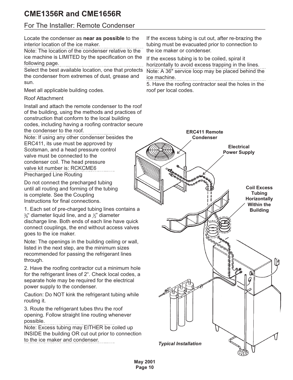 For the installer: remote condenser | Scotsman CME1356R User Manual | Page 10 / 47
