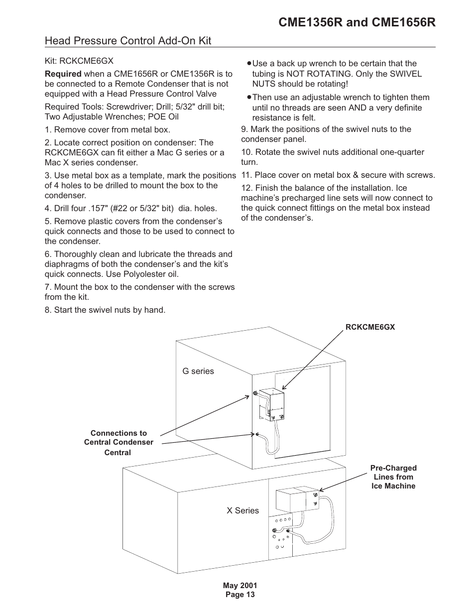 Head pressure control add-on kit | Scotsman CME1356R User Manual | Page 13 / 47