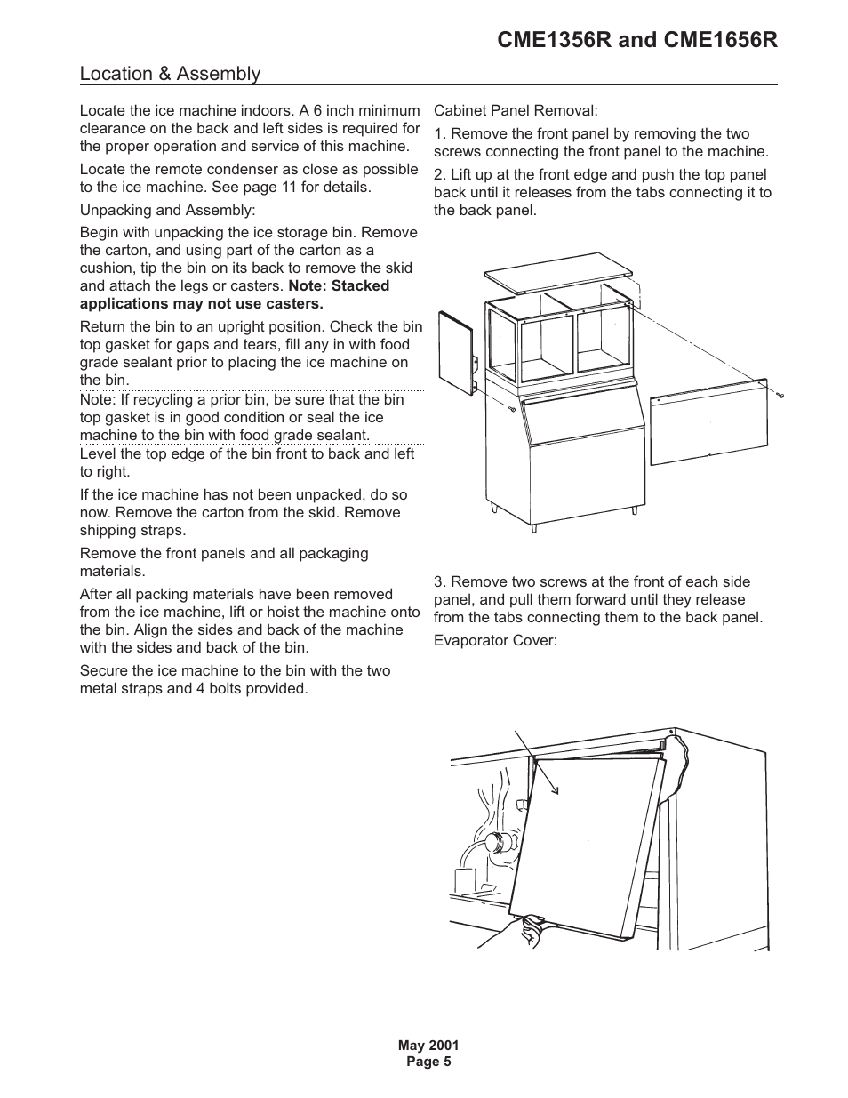 Location & assembly | Scotsman CME1356R User Manual | Page 5 / 47
