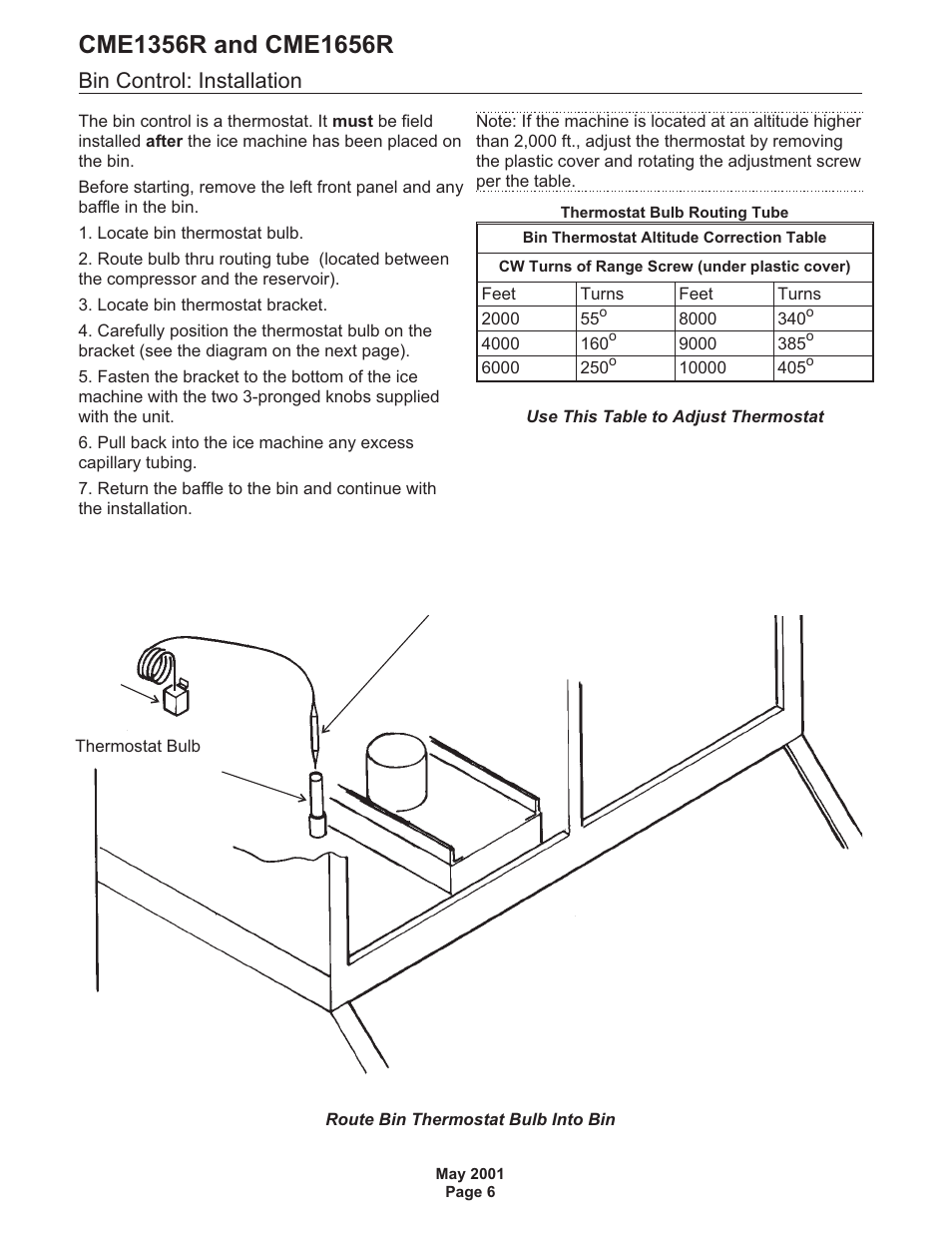 Bin control: installation | Scotsman CME1356R User Manual | Page 6 / 47