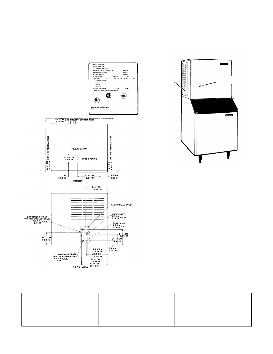 Cme250, Specifications | Scotsman CME250 User Manual | Page 2 / 24