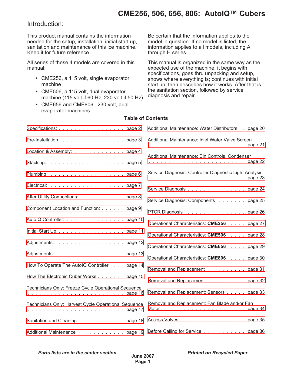 Scotsman CME256 AutoIQ User Manual | 54 pages