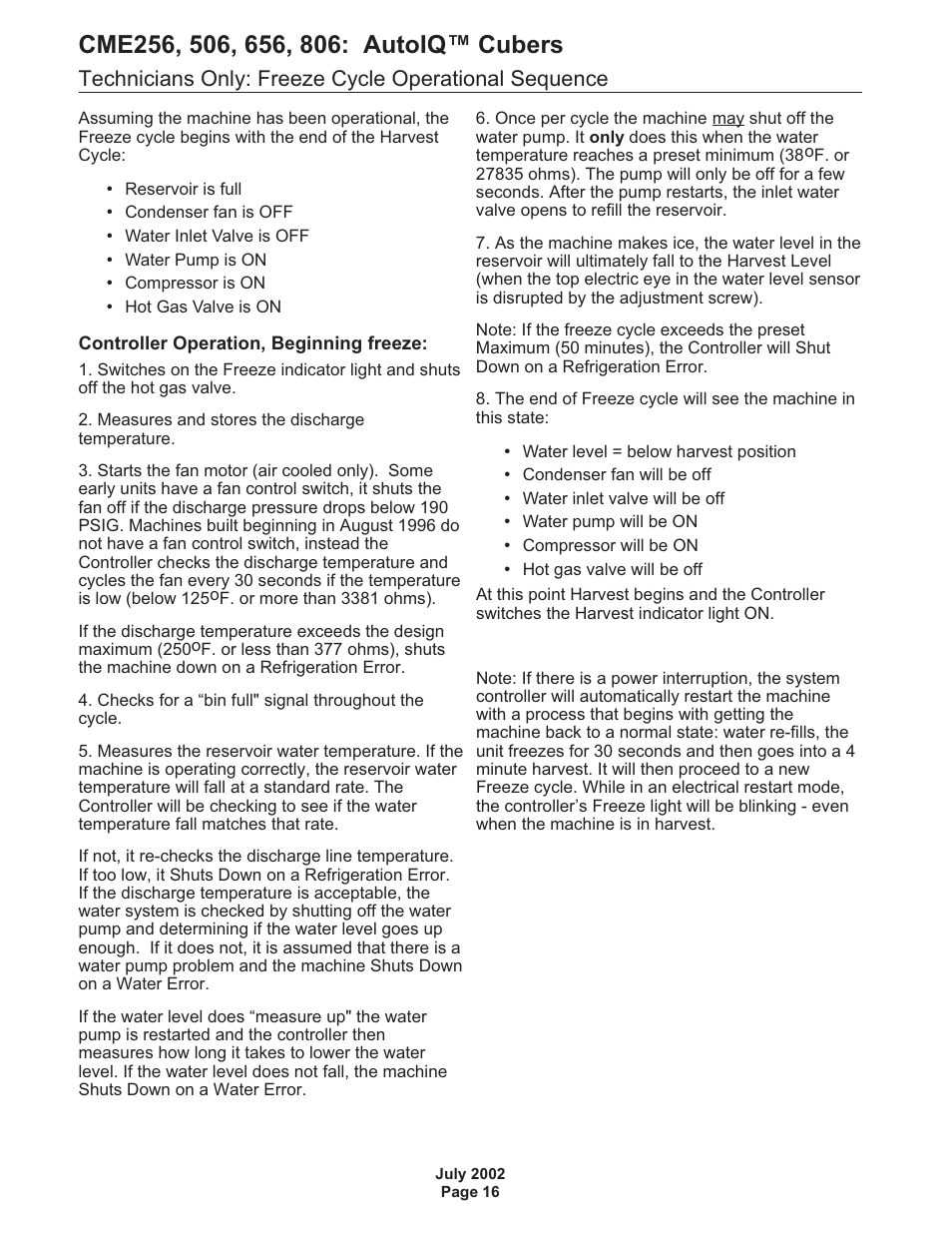 Scotsman CME256 AutoIQ User Manual | Page 16 / 54