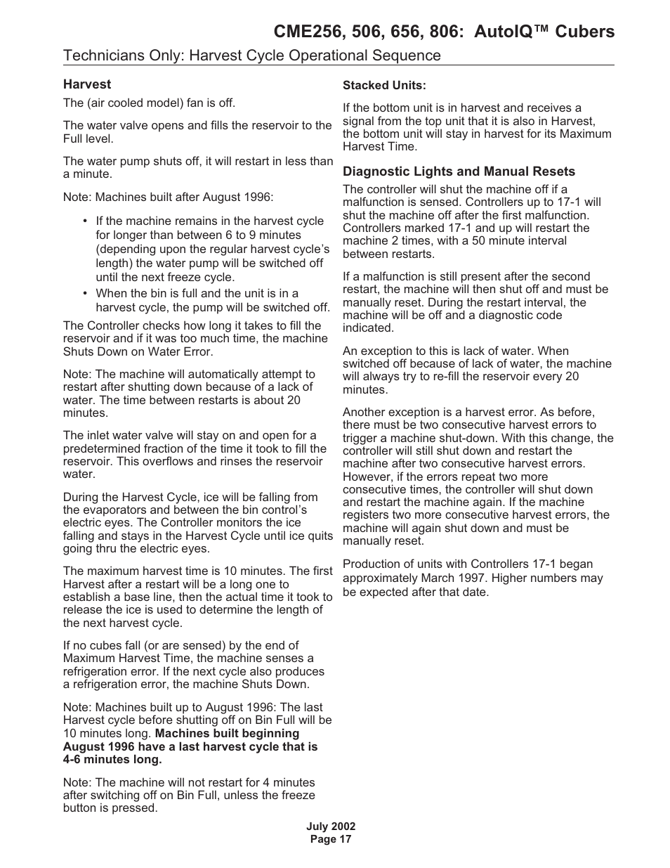 Scotsman CME256 AutoIQ User Manual | Page 17 / 54