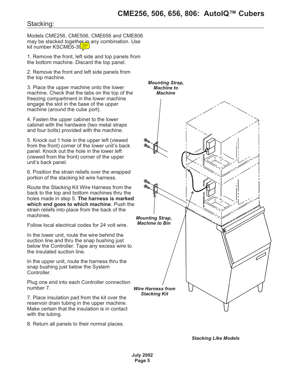 Stacking | Scotsman CME256 AutoIQ User Manual | Page 5 / 54