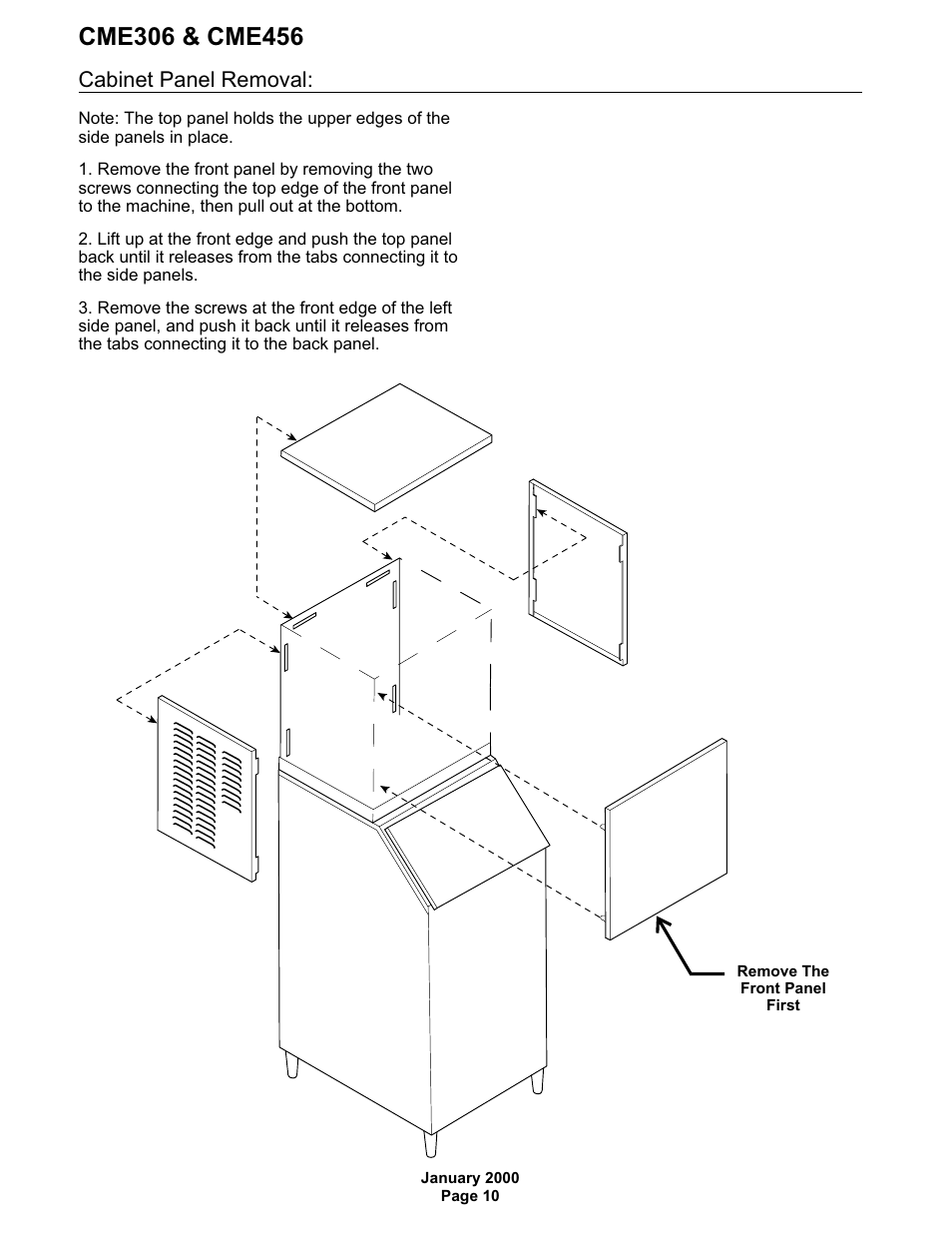 Cabinet panel removal | Scotsman CME306 User Manual | Page 10 / 42