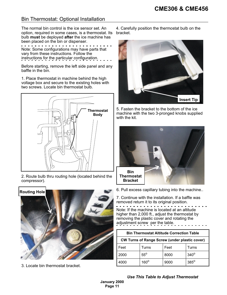 Bin thermostat: optional installation | Scotsman CME306 User Manual | Page 11 / 42