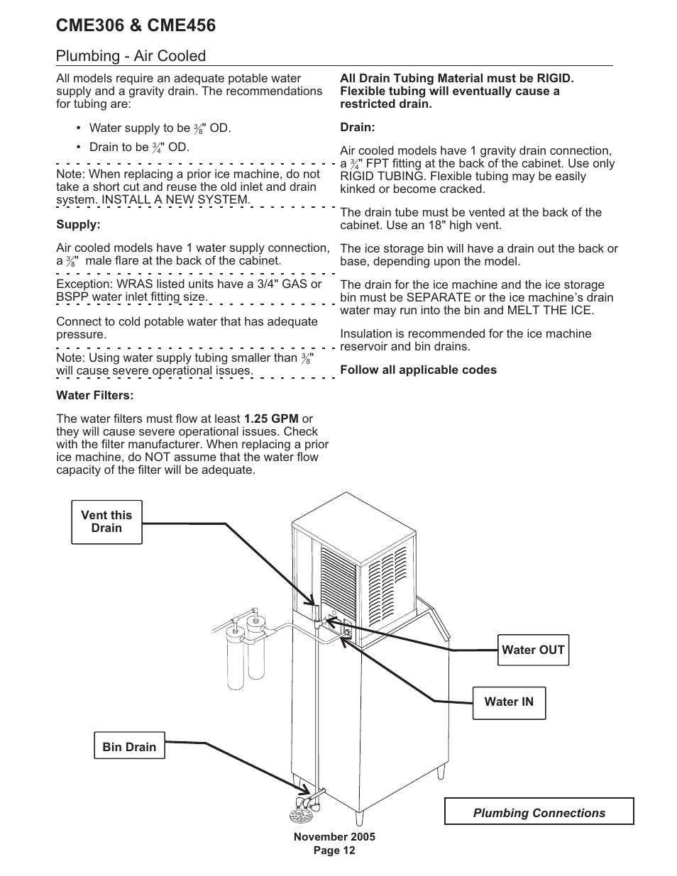 Plumbing - air cooled | Scotsman CME306 User Manual | Page 12 / 42