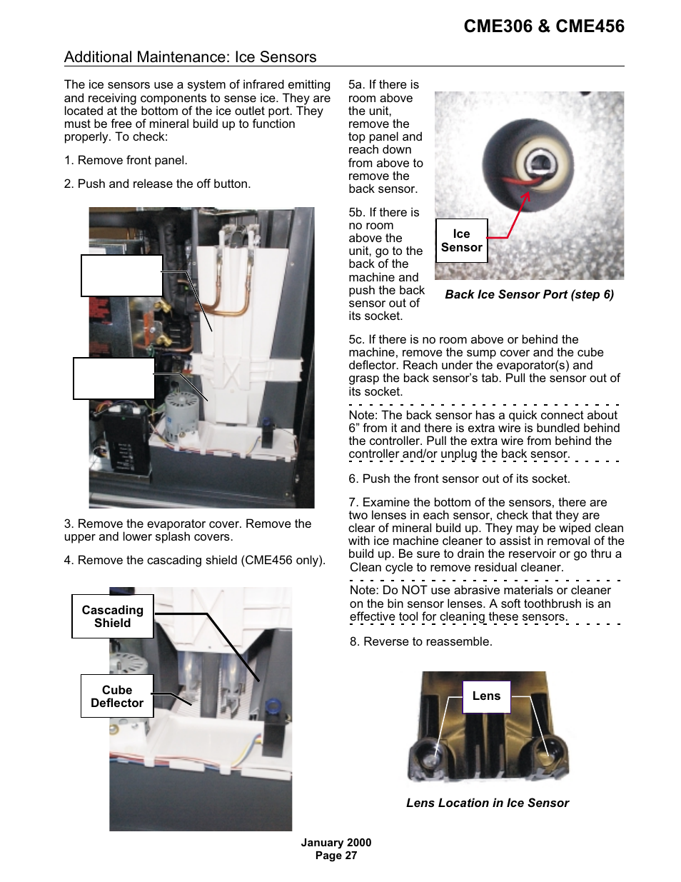 Additional maintenance: ice sensors | Scotsman CME306 User Manual | Page 27 / 42