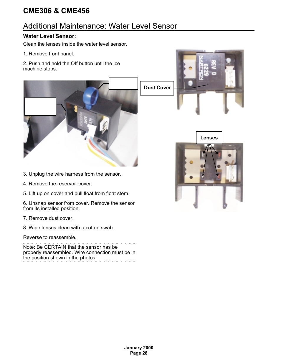 Additional maintenance: water level sensor | Scotsman CME306 User Manual | Page 28 / 42