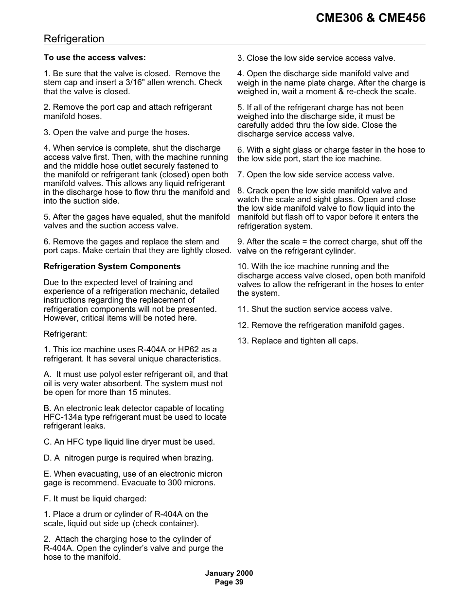 Refrigeration | Scotsman CME306 User Manual | Page 39 / 42