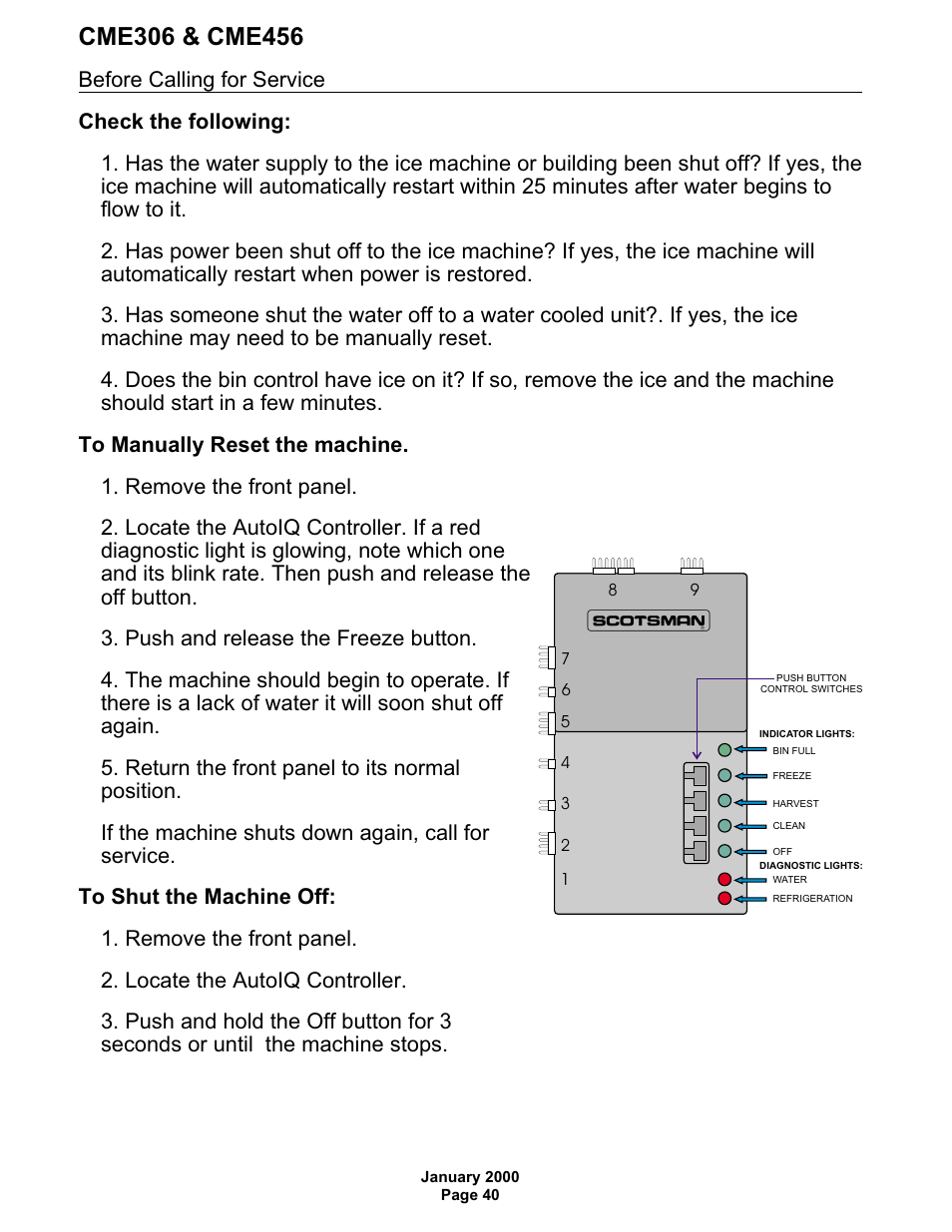 Scotsman CME306 User Manual | Page 40 / 42
