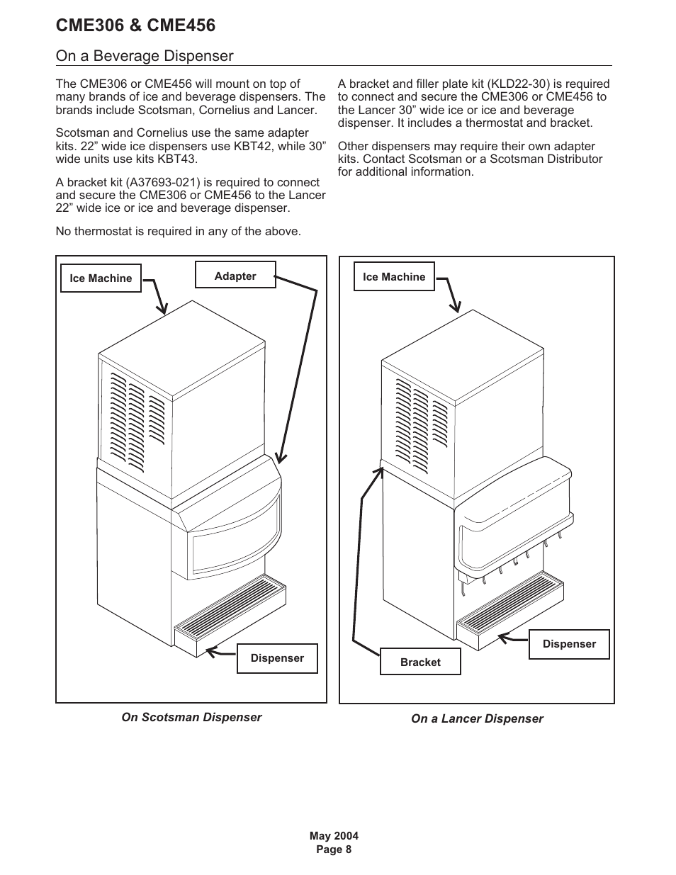 On a beverage dispenser | Scotsman CME306 User Manual | Page 8 / 42