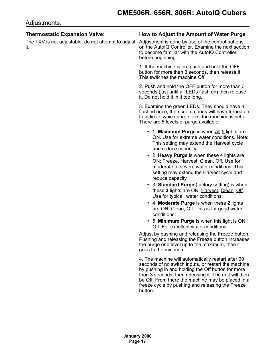 Adjustments | Scotsman CME506R AutoIQ User Manual | Page 17 / 43