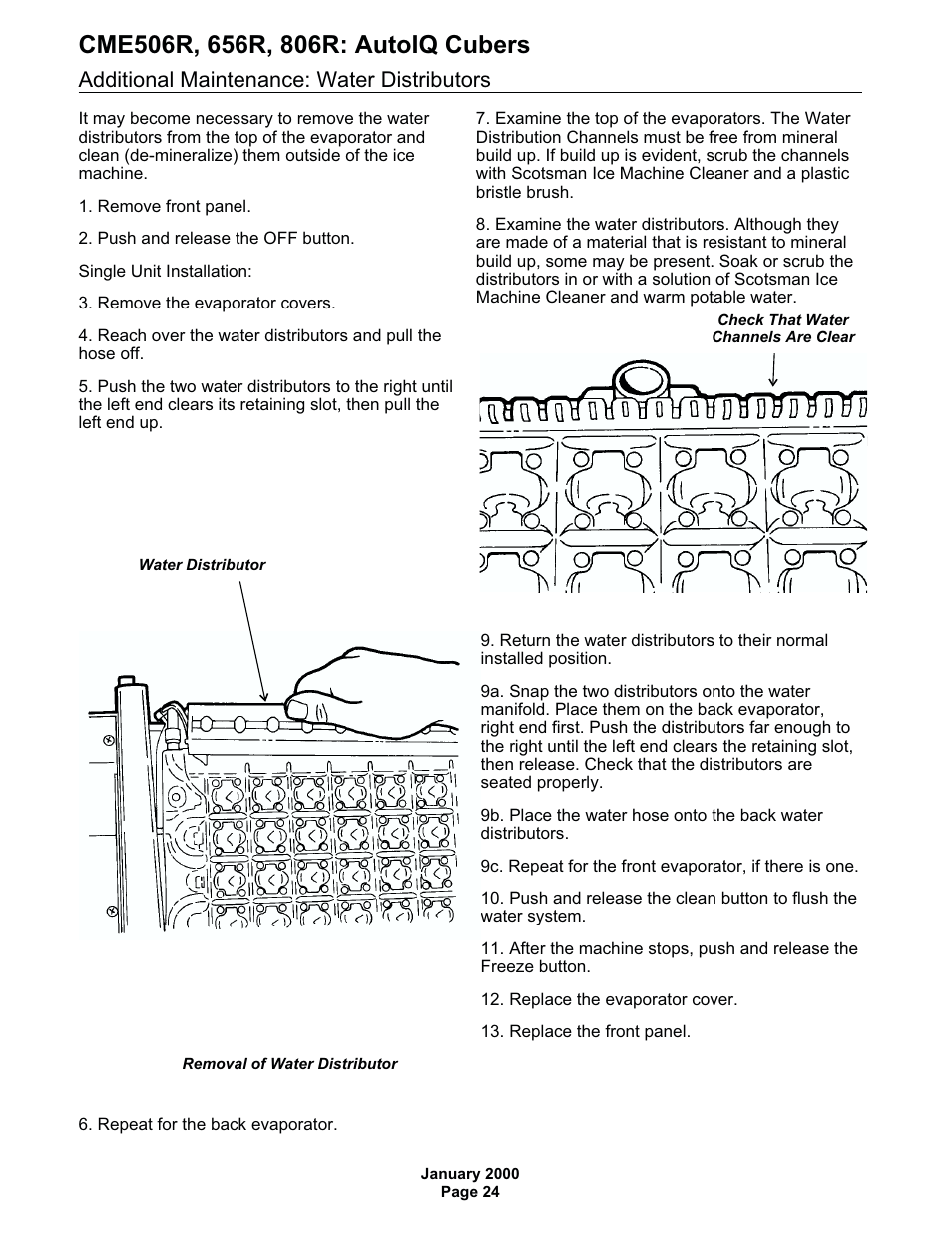 Additional maintenance: water distributors | Scotsman CME506R AutoIQ User Manual | Page 24 / 43