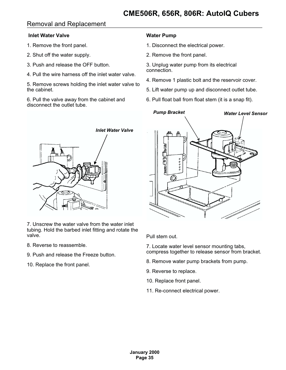 Removal and replacement | Scotsman CME506R AutoIQ User Manual | Page 35 / 43