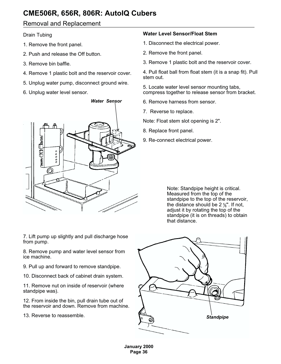 Removal and replacement | Scotsman CME506R AutoIQ User Manual | Page 36 / 43