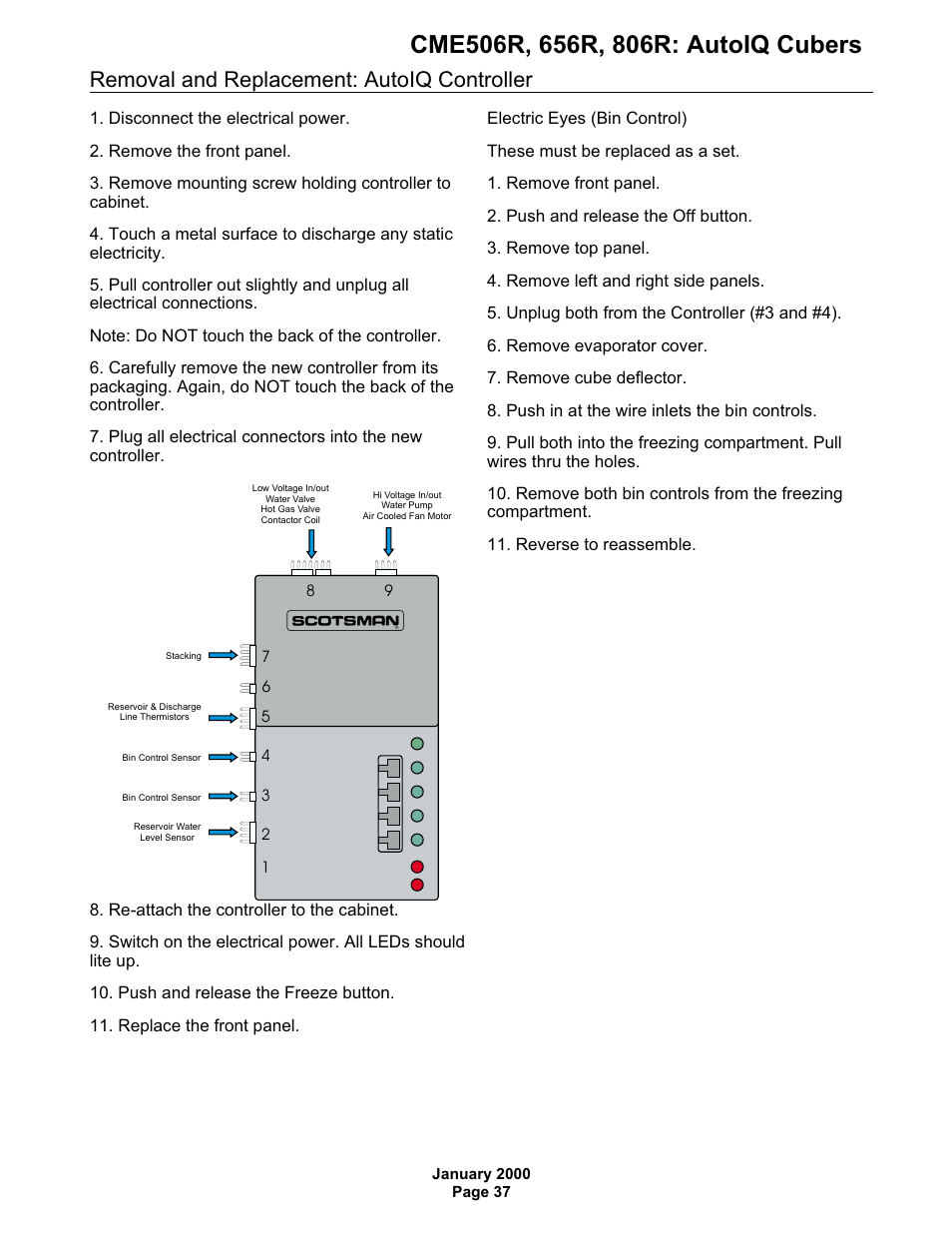 Removal and replacement: autoiq controller | Scotsman CME506R AutoIQ User Manual | Page 37 / 43