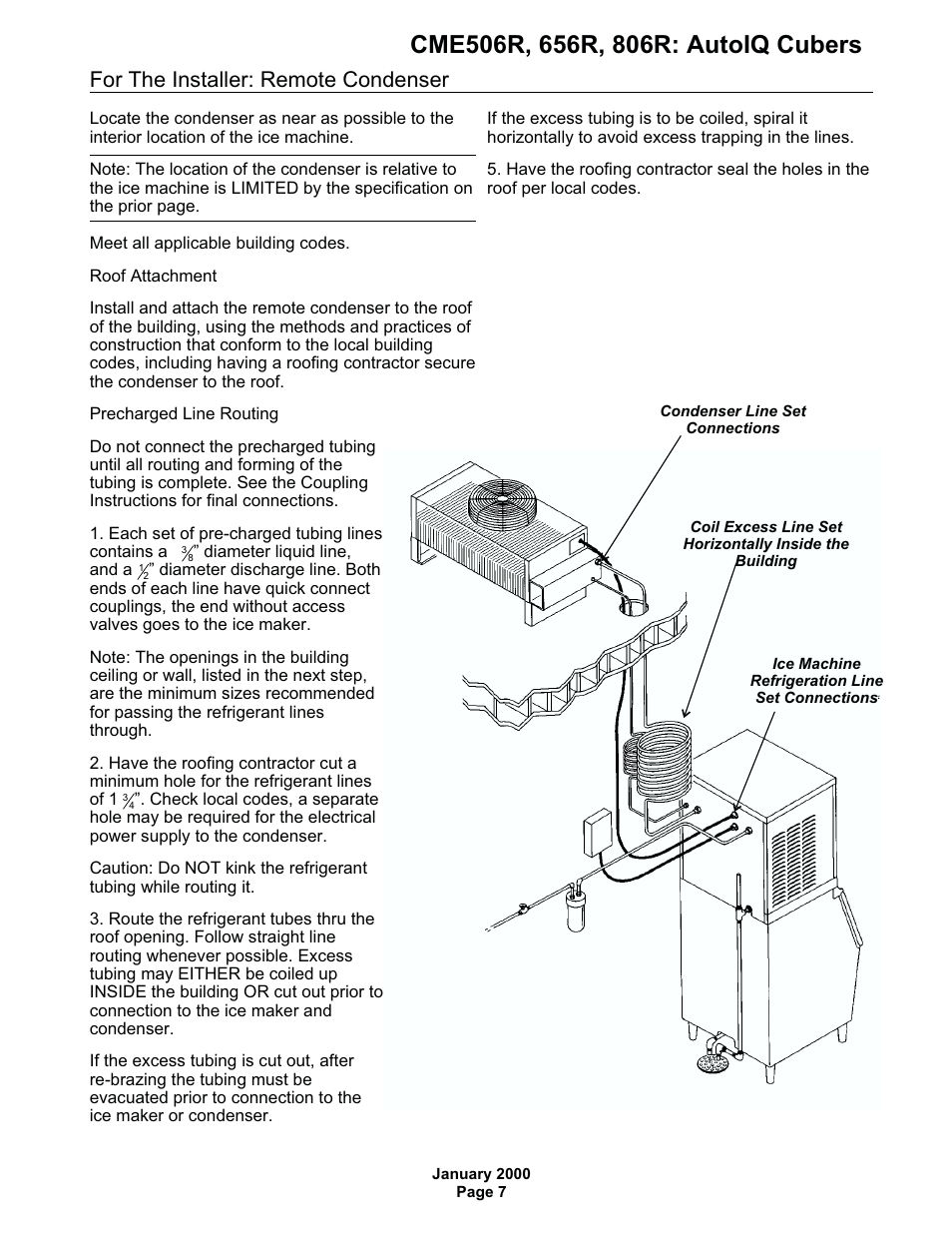 For the installer: remote condenser | Scotsman CME506R AutoIQ User Manual | Page 7 / 43